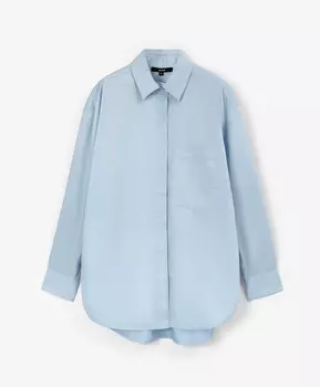 Блузка силуэта оверсайз с потайными молниями в рукавах голубая GLVR (XL)