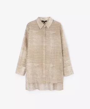 Блузка силуэта оверсайз с рисунком бежевая GLVR