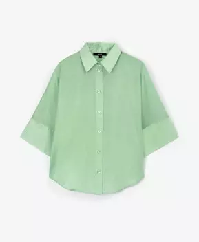 Блузка силуэта оверсайз с рукавами кимоно 3/4 салатовая GLVR (XL)