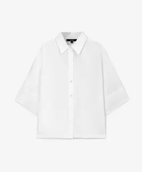 Блузка силуэта оверсайз с рукавами кимоно 3/4 белая GLVR (XL)