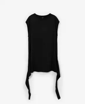 Блузка трапециевидной формы с длинными ниспадающими лентами черная GLVR (XL)
