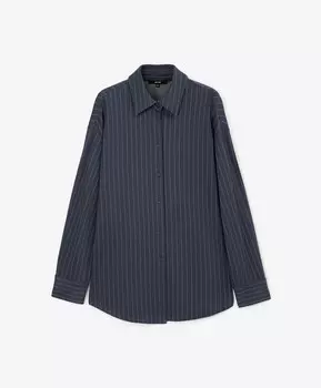 Блузка трикотажная оверсайз с тонкую вертикальную полоску синяя GLVR (M)