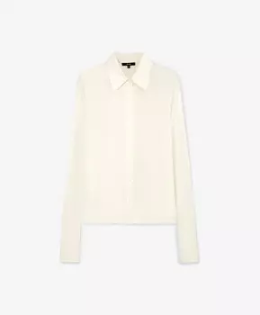 Блузка трикотажная прямой свободной формы с длинными драпирующимися рукавами молочная GLVR