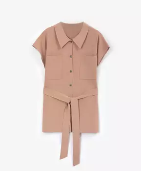 Блузка трикотажная прямой свободной формы со спущенным плечом бежевая GLVR (XL)