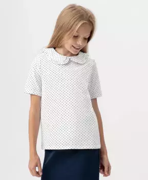 Блузка трикотажная с коротким рукавом белая Button Blue (170)