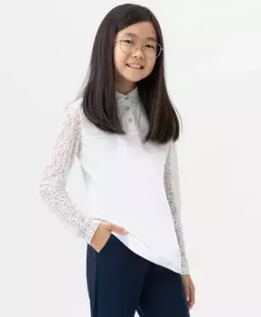 Блузка трикотажная с кружевными рукавами белая Button Blue (170)