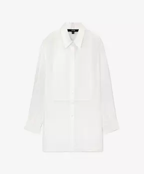 Блузка удлиненная полупрозрачная с длинным рукавом белая GLVR (XL)