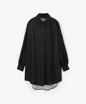 Блузка удлиненная свободной формы с короткой планкой c мелким рисунком GLVR (XL)