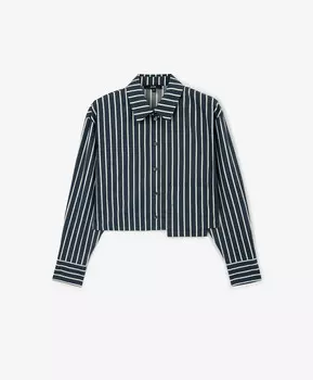 Блузка укороченная в полоску синяя GLVR (L)