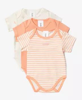 Боди для девочки с коротким рукавом комплект из 3-х штук мультицвет Gulliver