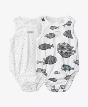 Боди для мальчика без рукава комплект из 2-х штук мультицвет Gulliver