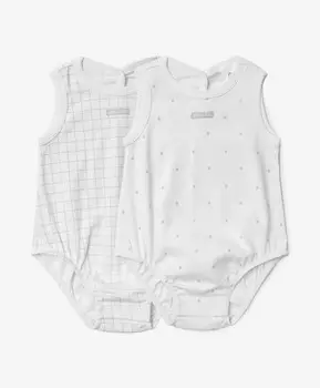 Боди распашное без рукава унисекс комплект из 2-х штук белое Gulliver
