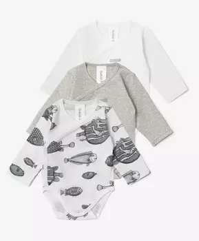 Боди распашное для мальчика с длинным рукавом комплект из 3-х штук мультицвет Gulliver