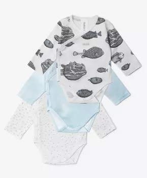 Боди распашное для мальчика с длинным рукавом комплект из 3-х штук мультицвет Gulliver