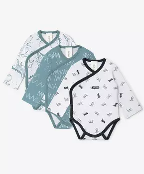 Боди распашное с длинным рукавом комплект из 3-х штук мультицвет для мальчика Gulliver (56-42)