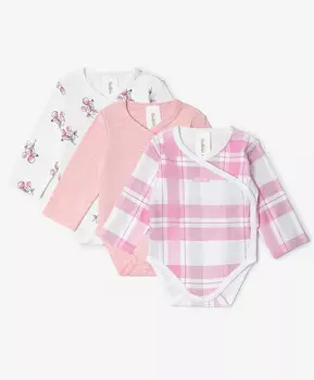 Боди распашное с длинным рукавом комплект из 3-х штук мультицвет для девочки Gulliver (56-42)