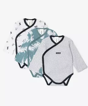 Боди распашное с длинным рукавом комплект из 3-х штук мультицвет для мальчика Gulliver (56-42)