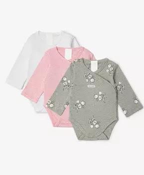 Боди распашное с длинным рукавом комплект из 3-х штук мультицвет для девочки Gulliver (62-44)