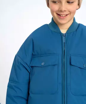 Бомбер детский демисезонный оверсайз синий Button Blue