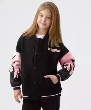 Бомбер на кнопках черный Button Blue (140)