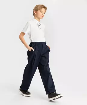 Брюки-бананы с защипами синие Button Blue (170)