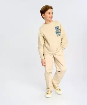 Брюки чиносы детские молочные с мятым эффектом Button Blue