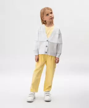 Брюки для девочки с высокой посадкой зауженные к низу желтые Roberto Moretti
