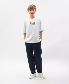 Брюки для мальчика трикотажные синие Gulliver