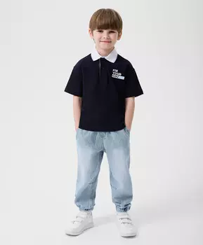 Брюки-джоггеры для мальчика джинсовые голубые Gulliver