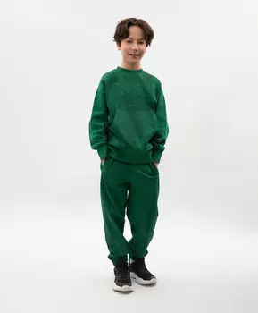 Брюки-джоггеры для мальчика трикотажные зеленые Gulliver