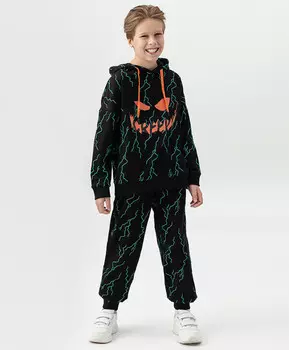 Брюки-джоггеры из флиса черные Button Blue