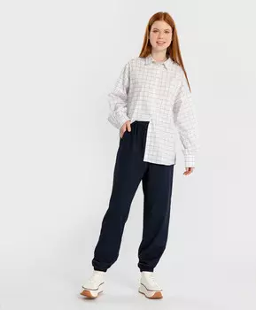 Брюки джоггеры из костюмной ткани синие Button Blue (152)