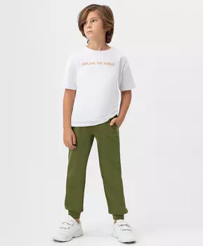 Брюки-джоггеры трикотажные цвета хаки Button Blue (98)