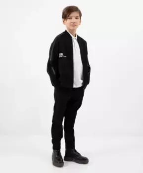 Брюки зауженные из джерси чёрные для мальчика Gulliver (122)