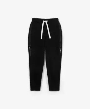 Брюки из футера с поясом на резинке черные Gulliver (158)