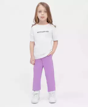 Брюки из футера сиреневые Button Blue (140)