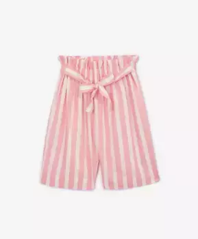 Брюки из поплина в полоску розовые для девочек Gulliver (68-46)