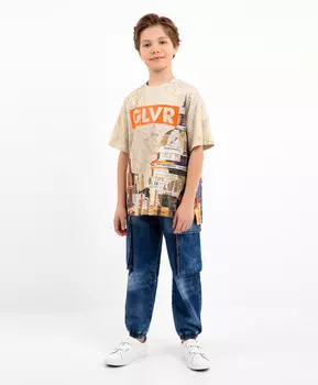Брюки из тонкого денима синие Gulliver (146)