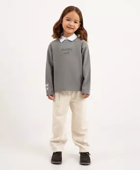 Брюки из вельвета прямые молочные для девочки Roberto Moretti