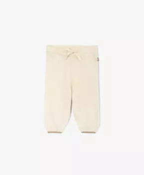 Брюки из вязаного трикотажа молочные для девочки Gulliver