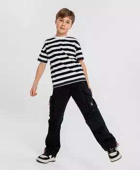 Брюки-карго чёрные для мальчика Button Blue (146)