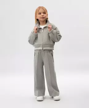 Брюки-палаццо для девочки трикотажные серые с люрексом Roberto Moretti