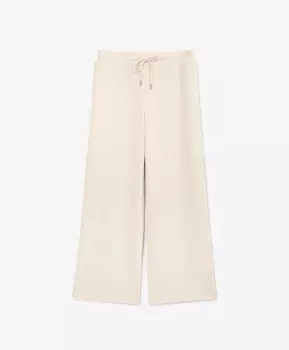 Брюки палаццо из трикотажного полотна в рубчик молочные GLVR (M)