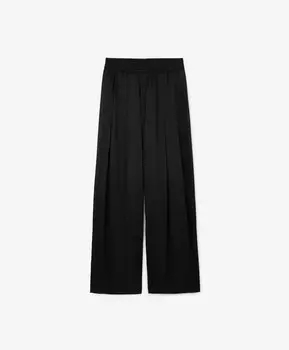 Брюки палаццо с поясом на резинке черные GLVR (S)