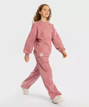 Брюки палаццо с принтом хищные кошки розовые для девочки Button Blue (158)