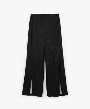 Брюки палаццо с высокими шлицами в горох GLVR (XL)