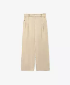 Брюки палаццо с высокой посадкой из экозамши бежевые GLVR (XS)