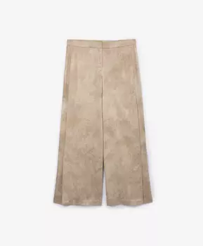 Брюки палаццо средней посадки из вареной вискозной ткани бежевые GLVR