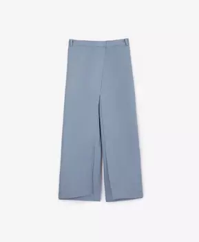 Брюки палаццо средней посадки с отлетными деталями, имитирующими многослойность, голубые GLVR