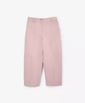 Брюки прямые с высокой посадкой из плотного хлопкового габардина розовые GLVR